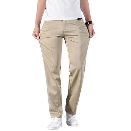 Summer Business Straight Men's High Waist Plus Size Loose Thin Trousers Breathable