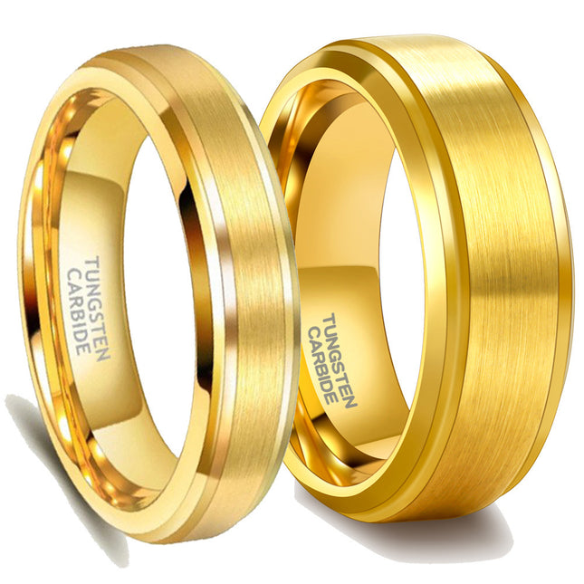 European And American Gold Ring Simple Couple