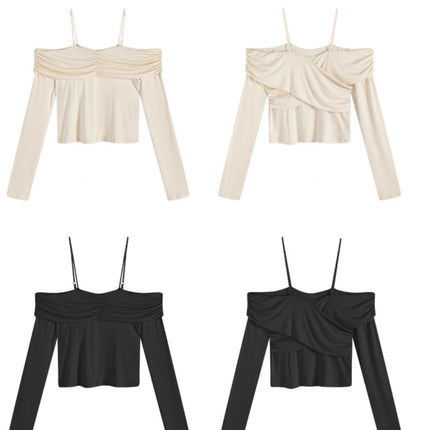 Slimming And Slimming One Shoulder Top, Sticky And Long Sleeved T