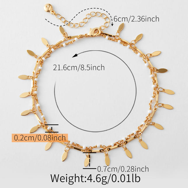 Beach Layered Retro Copper Plating 18K Real Gold Anklet