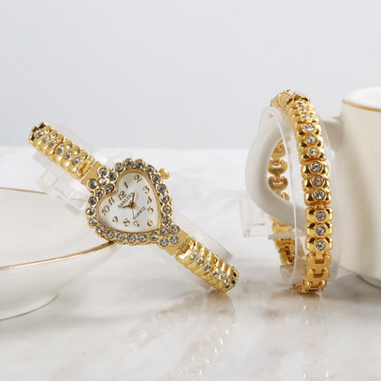 Mode Verpersoonlikte Diamant Dameshorlosie Hartvormige Strass