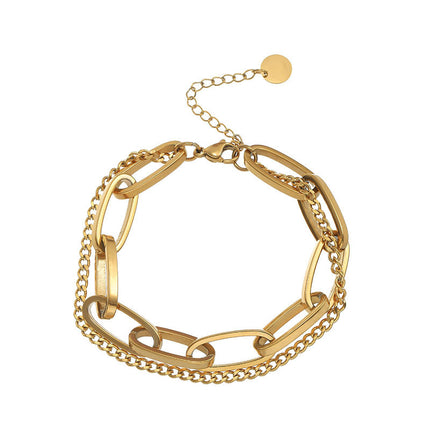 Dik Kettings Dubbellaag Armband Vir Vroue