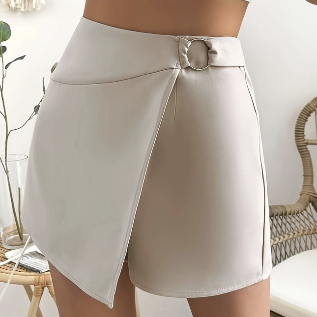 Ladies Commuting Elegant Solid Color Ring Design Elegant Shorts