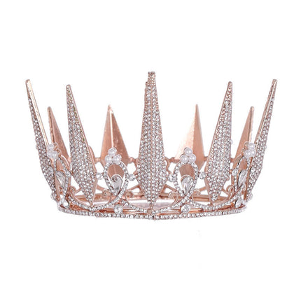 Die Hele Sirkel Vol Diamante Kristal Groot Kroon Trou Hoofbedekking