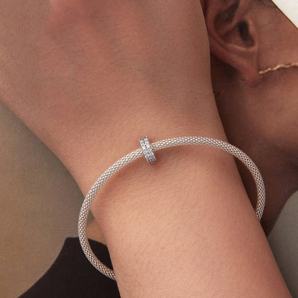 Dubbellaag Sirkoon Armband Tussenkrale S925 Sterling Silwer Krale