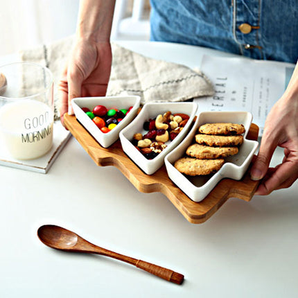 4Pcs Christmas Tree Ceramic Plates