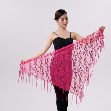 Belly Dance Sequins Tassel Triangle Waist Scarf