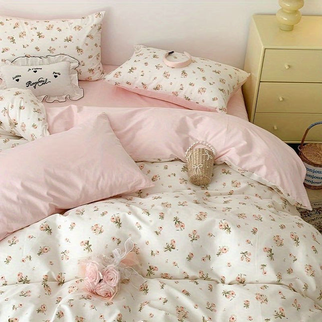 Soft Washed Cotton Bedding Four-Piece Set College Dorm Bed Sheet And Duvet Cover Three-Piece Set