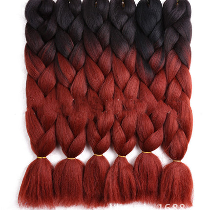 Black wig plaits colored gradient large plaits jumbo braid high heat silk