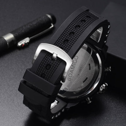 Men's watch electronic quartz double display watch 3 time zone waterproof watch