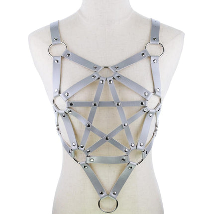 Pentacle body leather jacket