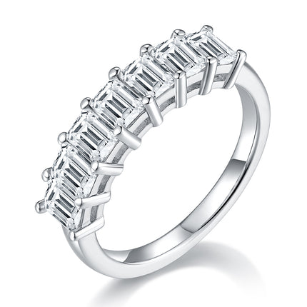 A Luxurious And Fashionable Light Luxury Jewelry Silver Ring Set With Top-quality Moissanite, S925 Silver Plated With Platinum