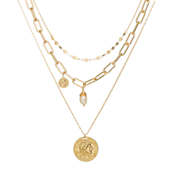 Irregular Natural Stone Shell Pearl Multilayer Necklace