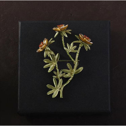 Creative All-match Green Plant Flower Pearl Brooch