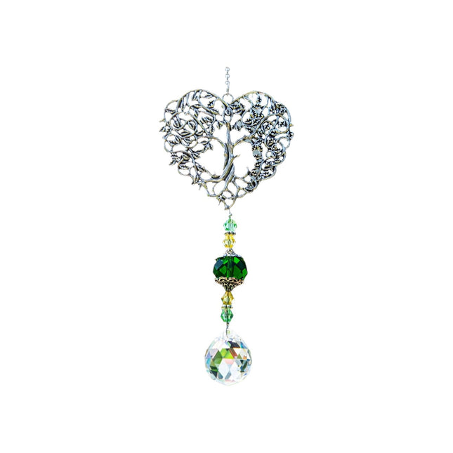 Sun-catcher Crystal Heart Life Tree Pendant Holiday Decoration