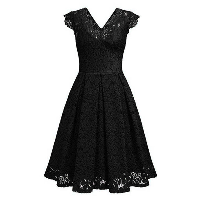 V-neck sleeveless lace dress