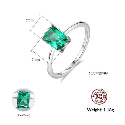 Imperial Groen Ring S925 Silwer Diamant Ring