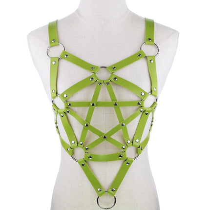 Pentacle body leather jacket