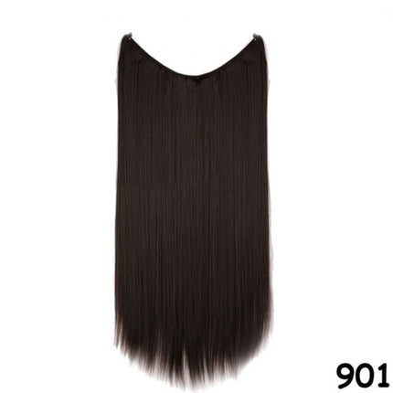 S-noilite 20 inches Invisible Wire No Clips in Hair Extensions Secret Fish Line Hairpieces Silky Straight Synthetic