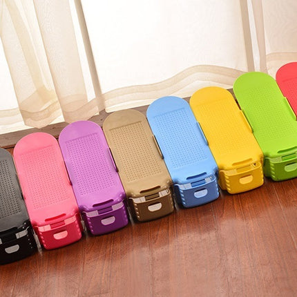 Adjustable Double Stand Shoe Support Lock Closet Cabinet Storage Rack