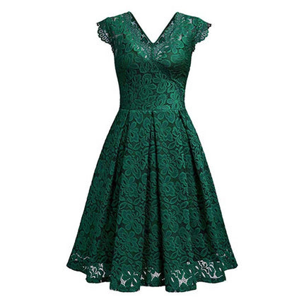 V-neck sleeveless lace dress