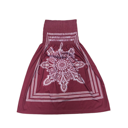 Sweater-print sleeveless strapless ethnic dress