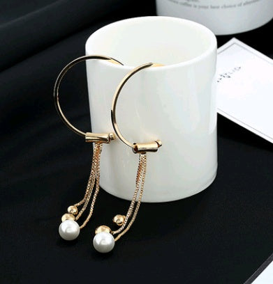 Geometriese sirkeloorbelle vir vroue s925 sterling silwer kwassie langwerpige pêreloorringe modieuse hipoallergeniese oorbelle