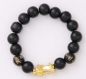 Obsidian 18K Goud Armband ses dapper woorde op hand en klein Pêrel vervoer geskenke groothandel