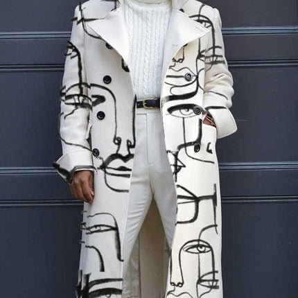 Men's Woolen Stand Collar Mid-length Trench Coat