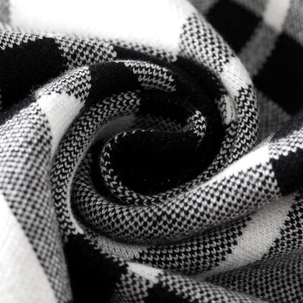 Cashmere Plaid Long Men's Scarf With Neck