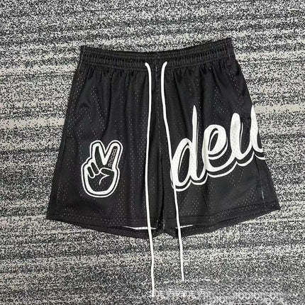 Below The Knee Mesh Printed Loose Transparent Sports Casual Shorts