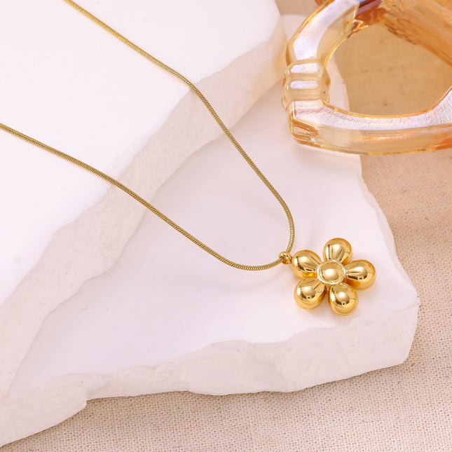 Minimalist Flower Statement Chic Stainless Steel Necklace