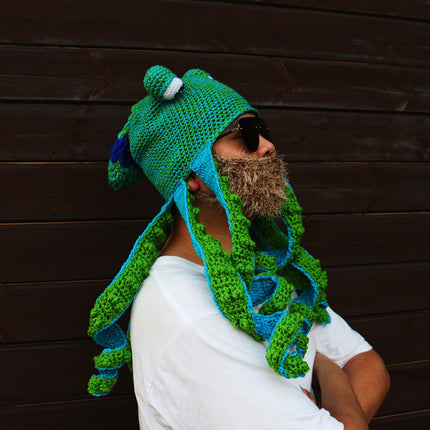Octopus Hat Octopus Knitted Wool Hat Plus Beard