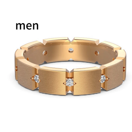 S925 Sterling Silwer Mans- en Vroue-Paarringe Persoonlikheid Mode Ronde Sirkonium Boor Skraal Ring Eenvoudige Veelsydige