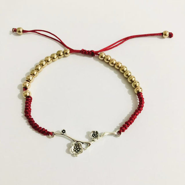 Retro Roos Blom Armband Handgeweefde Geluk Diereriemjaar Vriendskapsnoer