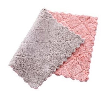 Bedrukte Tweekleur Dubbelzijdige Absorberende Skottelgoedlap Kleefwerende Olie Handdoek Verdikking Vee Tafeldoek Kombuisvadoek
