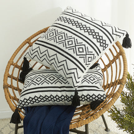 Nordiese Marokko Chenille Geometriese Sierkussing Jacquard Kwastjie