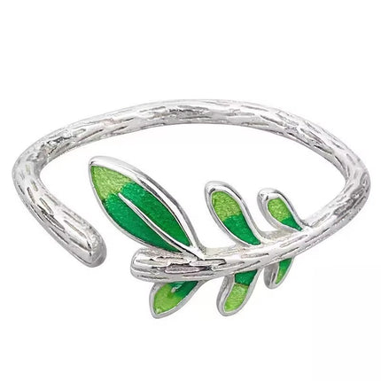 Vroue Modieuse Eenvoudige Groen Blaarring