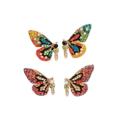 Colorful crystal butterfly earrings