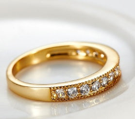 Eksklusiewe liefdesring Europese en Amerikaanse styl trouring 18K goud hoëgraad AAA sirkoonring
