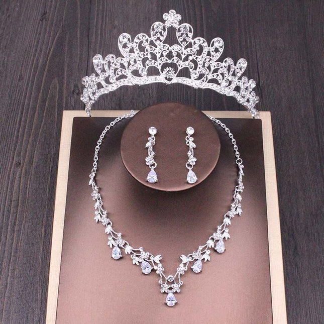 Bruids Rhinestone Kroon Halsnoer Stel Trou Bykomstighede