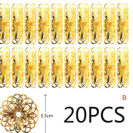 20 Pieces Round Adjustable Golden Metal Hair Tube Beads Rings