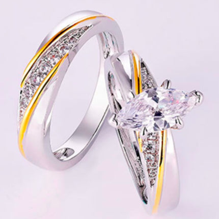 925 Sterling Silwer Prinsesgeslypte Wit Sirkoon Steen Trou Verlowings Ringstel