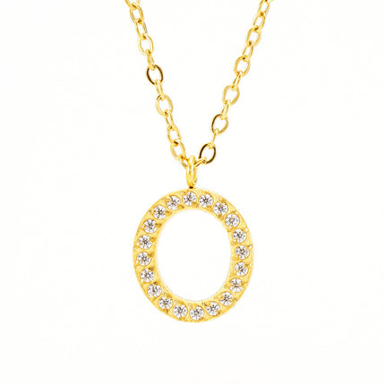 Stainless Steel Diamond-filled 26 English Letter Pendant Necklace