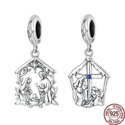 Hanger S925 Sterling Silwer Gelukkige Gesin selfdoen Juweliersware Toebehore Krale