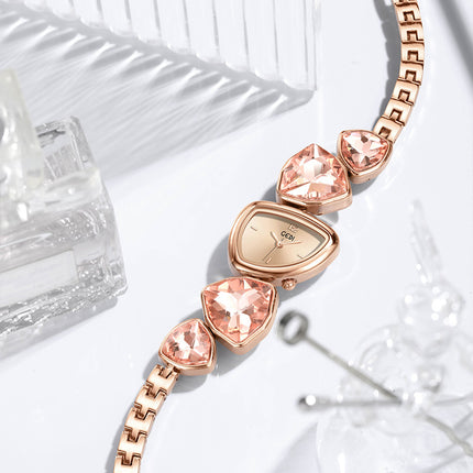 Mooi Mode Vrouehorlosies Ligluukse Kristal Diamant Armbandhorlosie