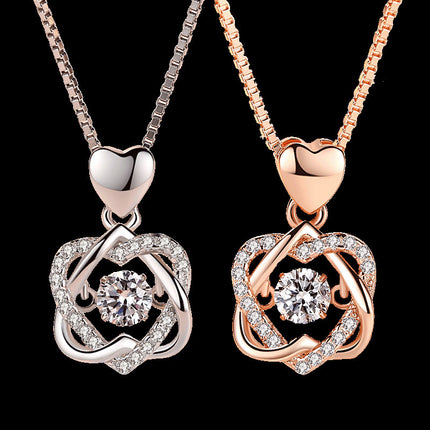 925 Silver Rose Gold Pendant Clavicle Chain