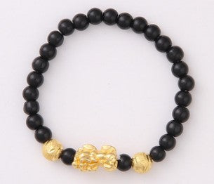 Obsidian 18K Goud Armband ses dapper woorde op hand en klein Pêrel vervoer geskenke groothandel
