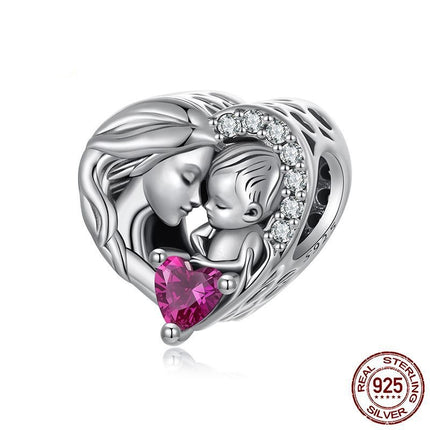 S925 Silwer Ma-kind Familie Liefde Krale Fees DIY Armband Toebehore