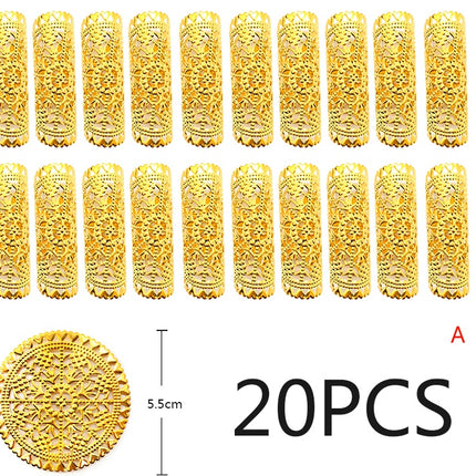 20 Pieces Round Adjustable Golden Metal Hair Tube Beads Rings